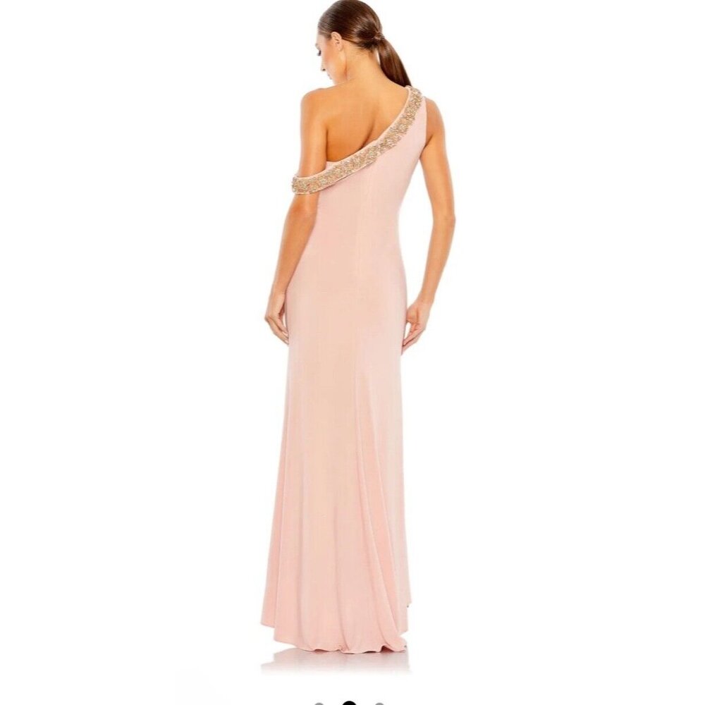 Mac Duggal Dress Gown Size 6 Pink Beaded Drop Shoulder Rhinestones 68163 $398 - Picture 2 of 16